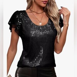 NWT Black Sequin Top - Size Small
